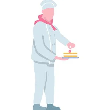 Baker chef holding cake vector icon isolated Stock Illustration