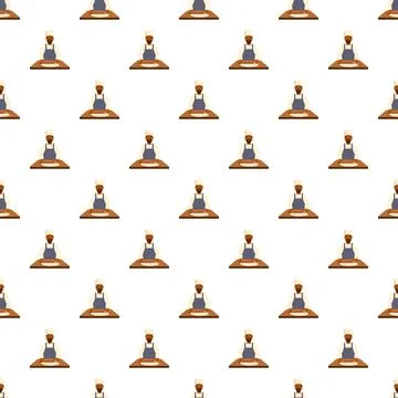 Baker chef kneading dough cooking pattern background Ilustración de archivo