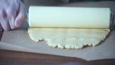 Baker chef kneads dough to cook for pie or cake. Bakery products. 스톡 동영상 124752664