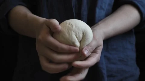 Baker chef man kneading flour making fresh dough for baking homemade cookin.. Stock Footage 272468274