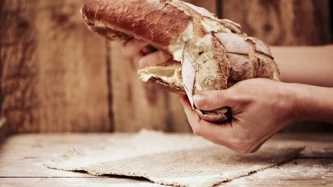 Baker with fresh bread Video stock 71903452