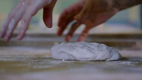 Baker Hands Rolling And Shaping Dough Bread 스톡 동영상 89576530
