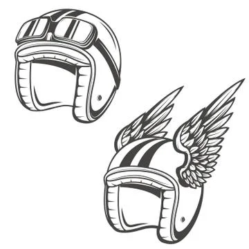 Baker helmet with wings. Design element for logo, label, emblem, Stock Illustration