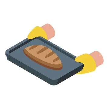Baker holding baking sheet with freshly baked bread isometric icon Illustrazione stock