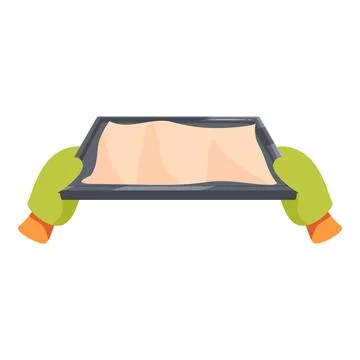 Baker holding baking sheet with parchment paper Illustrazione stock