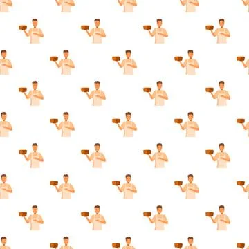 Baker holding bread loaf seamless pattern background Stock Illustration