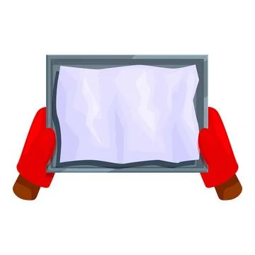 Baker holding empty baking sheet covered with baking paper Illustrazione stock