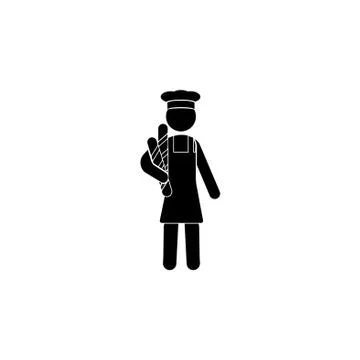 Baker icon vector black on white background Stock Illustration