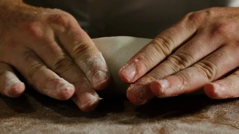 Baker kneading for the baking of bread 4k Stock Footage 86861918