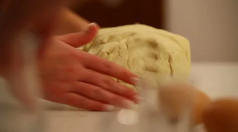 Baker kneading dough Stock Footage 54429921