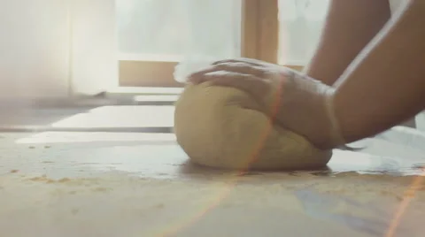 Baker kneading dough. Slow motion Stock Footage 62580756