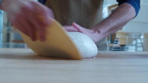 Baker Kneading Sourdough Bread Stock Footage 245137110