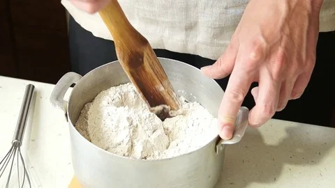 The baker kneads the dough Stock Footage 77784746