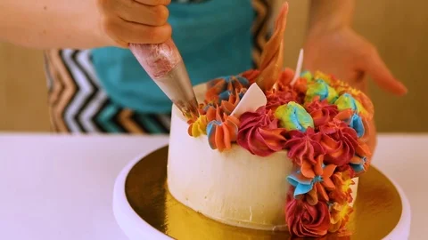 Baker make a unicorn cake 2 Stock Footage