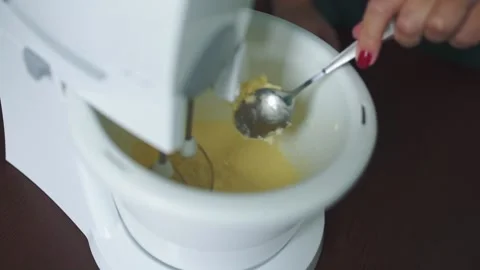 Baker makes the dough making cake Stock Footage 143584829