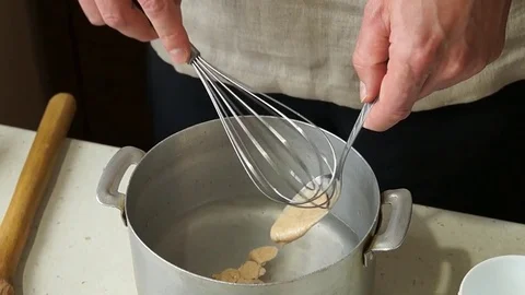 Baker makes leaven, bread Stock Footage 77783933