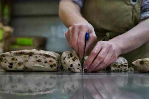 Baker making artisan bread Stock Photos