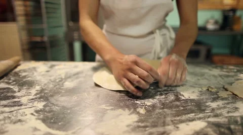 Baker making pie crust by hand Stock Footage 40334155