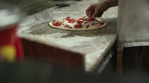 Baker Making Pizza Stock Footage 65373089