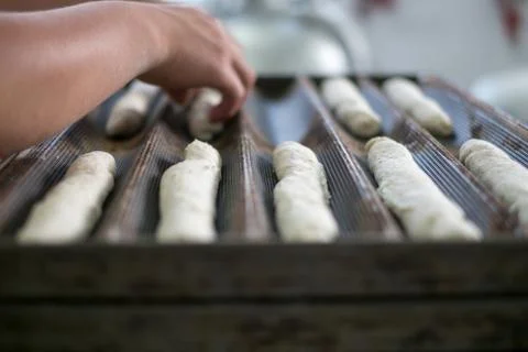 Baker Making Soft Bread Dough Stock Photos