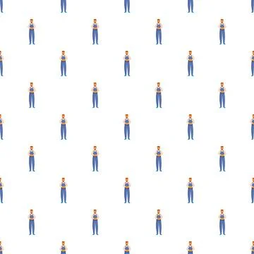 Baker man holding bread seamless pattern design Иллюстрация