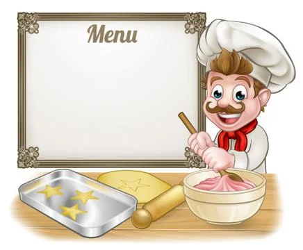 Baker or Pastry Chef Menu Sign Stock Illustration