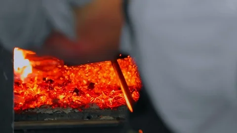 The Baker Prepares The Oven For Cooking Stockbeeldmateriaal 89575928