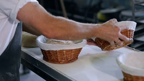 Baker Prepares Raw Bread For Baking 스톡 동영상 89576278