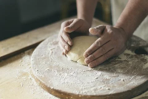 Baker preparing dough 스톡 사진
