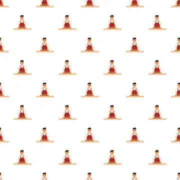 Baker preparing dough a repeating pattern seamless background Illustrazione stock