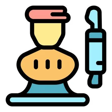 Baker preparing dough with rolling pin for baking bread Stock Illustration