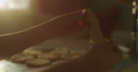 Baker starts to shape dough using hands Stock Footage 130574991