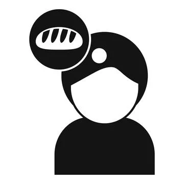 Baker thinking about bread simple icon logo Stock Illustration