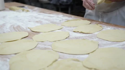 A baker tossing dough Stock Footage 145145710