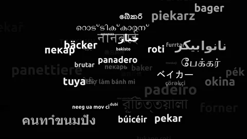 Baker Translated in 58 Worldwide Languages Endless Looping 3d Zooming Wordclo Stockbeeldmateriaal 145207766
