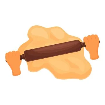 Baker using rolling pin flattening dough for baking Stock Illustration