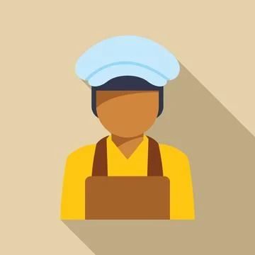 Baker wearing apron and hat, flat design with long shadow Stock Illustration