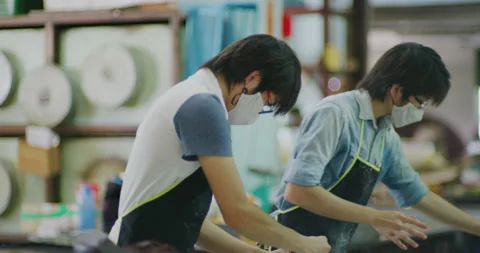 Baker Weighing Moon Cake Ingredients in Miri, East Malaysia Stock Footage 148698382