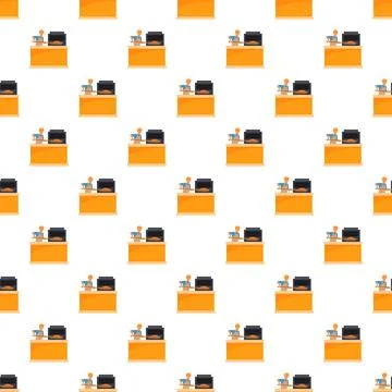 Baker working in kitchen with oven pattern Stock Illustration