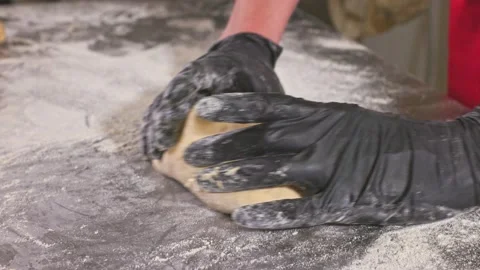 The baker works with the dough Video stock 155522826