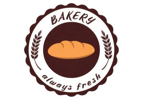 Bakers badge with bread and the words always fresh 스톡 일러스트