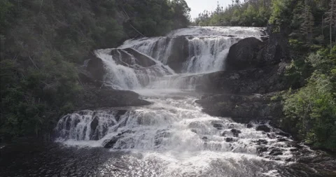 Baker's Brook Falls and Forest in Gros Morne National Park Aerial Stock Footage 342575123