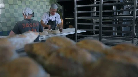 Bakers Prepares Raw Bread For Baking Stockbeeldmateriaal 89575867
