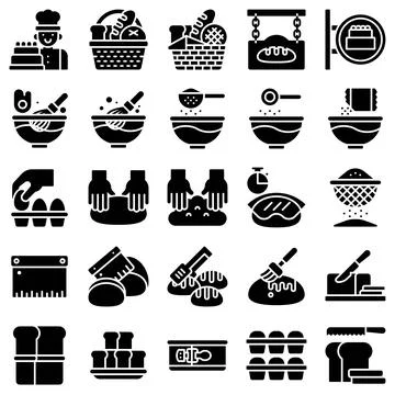 Bakery and baking related solid icon set 2 Stock Illustration