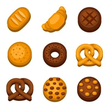 Bakery and Bread Icons Set. Vector Stock Illustration