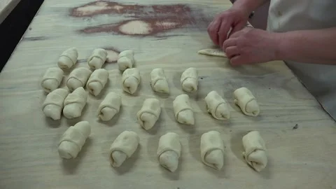 Bakery And Meat Pies made by a professional baker Stock Footage 239583215
