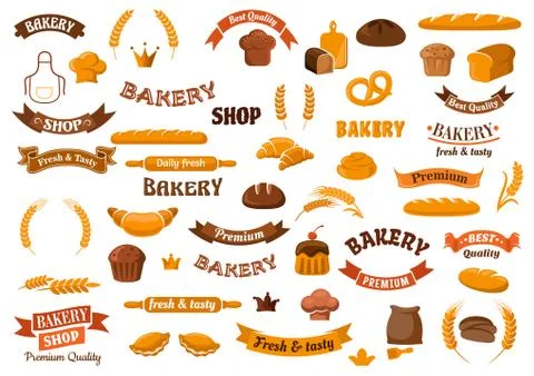 Bakery and pastry elements for design Illustrazione stock