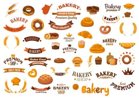 Bakery and pastry food design elements Illustrazione stock