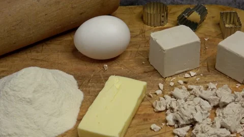 Bakery background with ingredients for cooking baking cookies Video stock 166384575