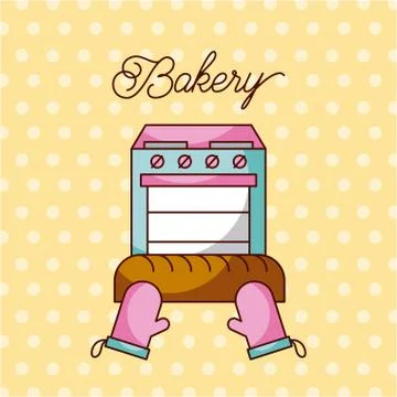 Bakery baking bread in the oven kitchen Stock Illustration